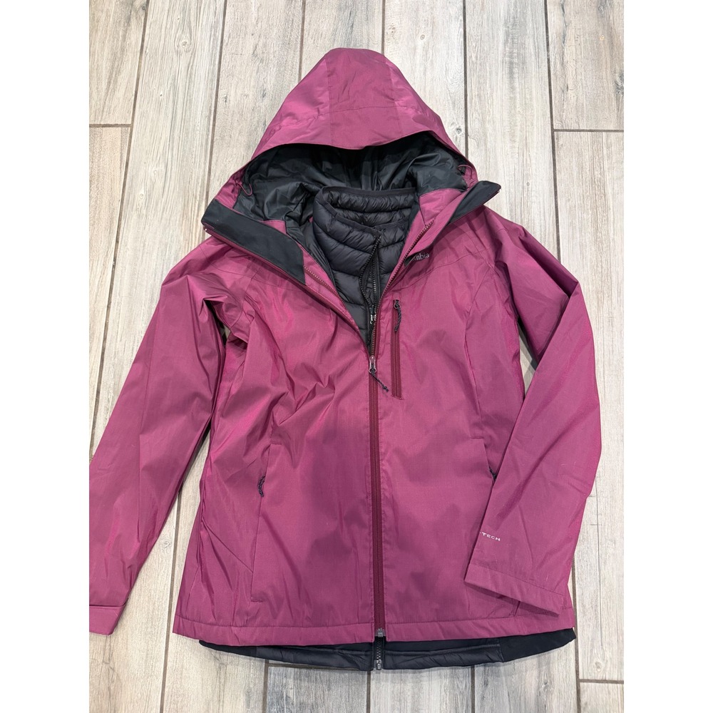 Columbia Womens Interchange 3-in-1 Jacket Omni-Tech Omni-Heat Berry Large